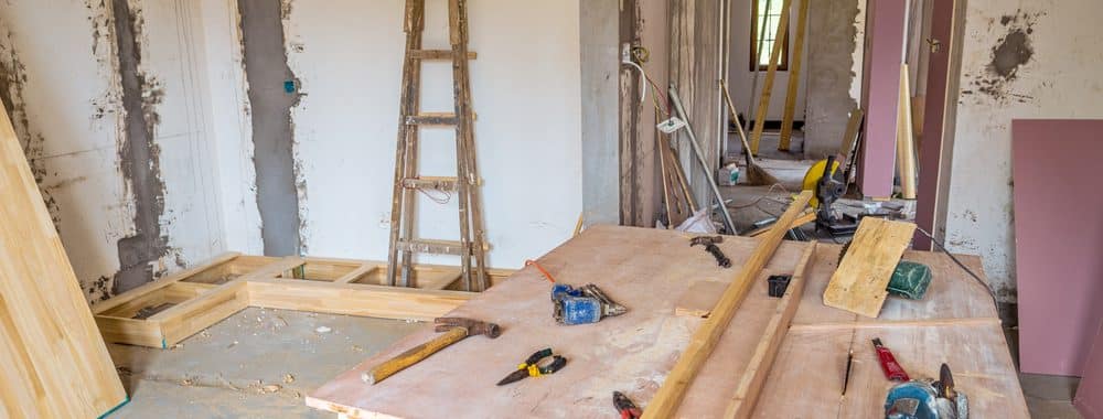 home interior undergoing construction and renovations