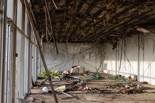 what a grocery store looks like after a fire burned the inside