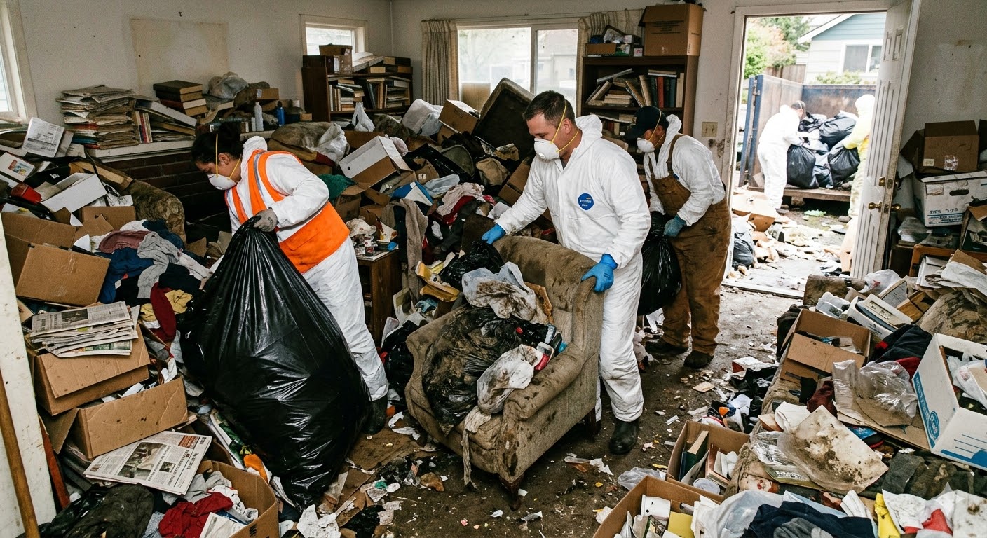 Hoarding cleanup can involve mold, pests, biohazards, and hidden damage.