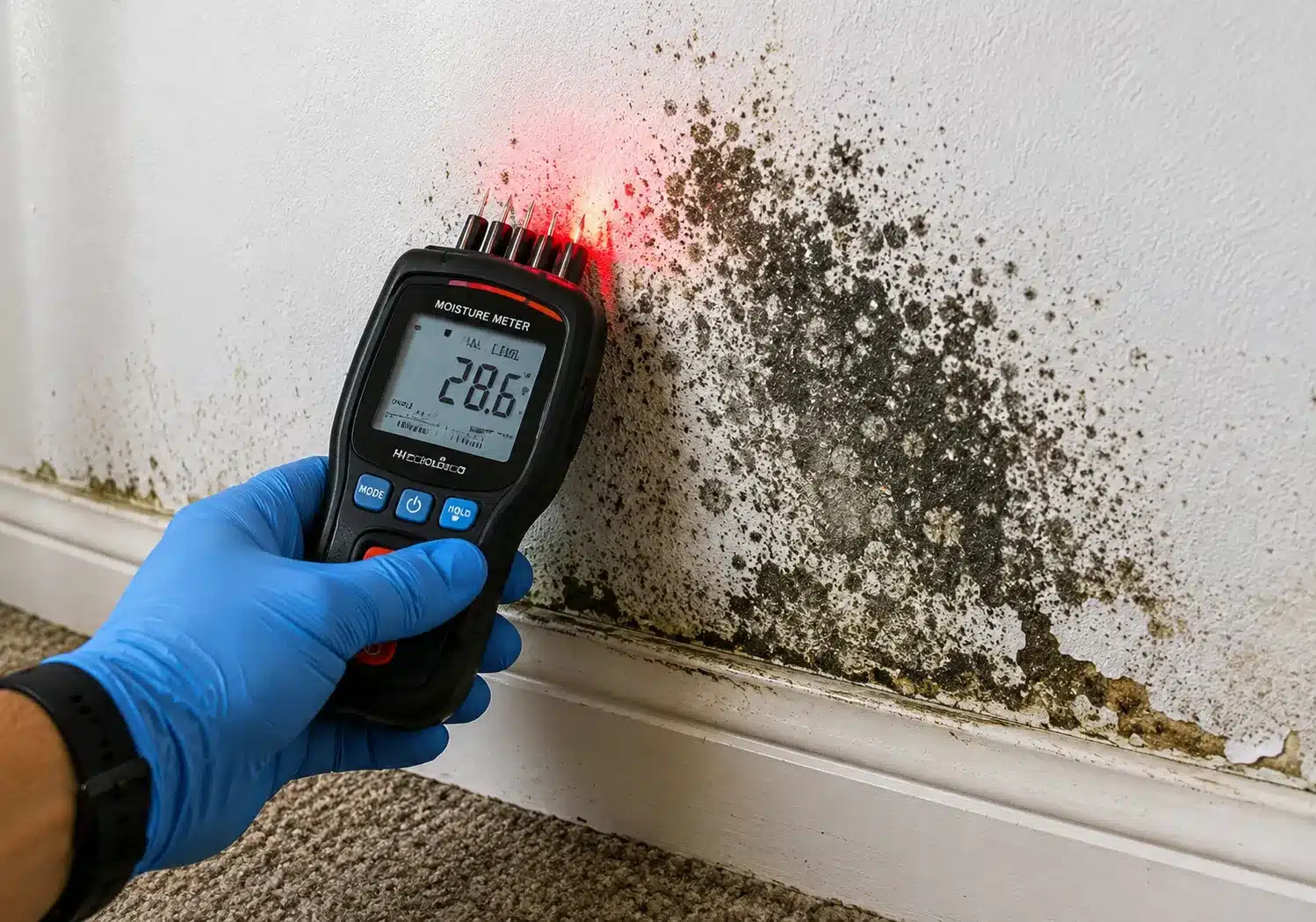 Clutter concealing possible mold water damage pests and unsafe flooring inside a hoarded property